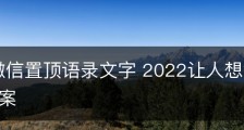 2022微信置顶语录文字 2022让人想微信置顶的语录文案