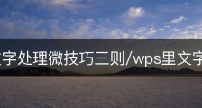 WPS文字处理微技巧三则/wps里文字